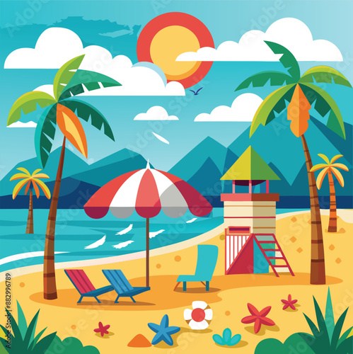 Good Looking vector , cartoon Summer time banner template , illustration clipart painting design