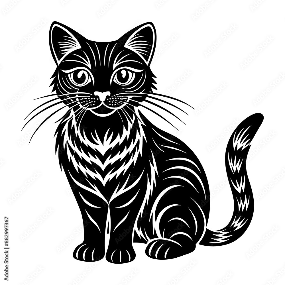 Obraz premium Black Cat vector art illustration