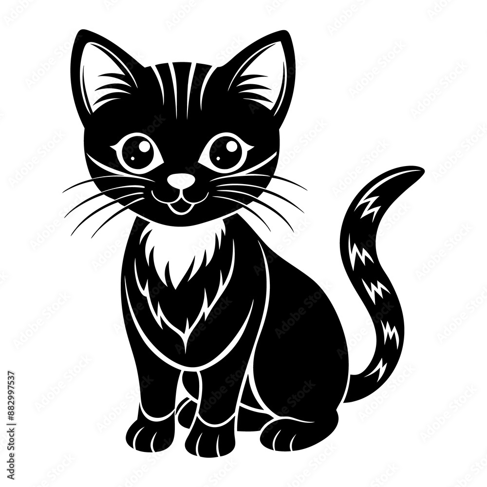 Fototapeta premium Black Cat vector art illustration