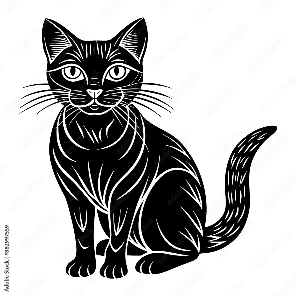 Obraz premium Black Cat vector art illustration