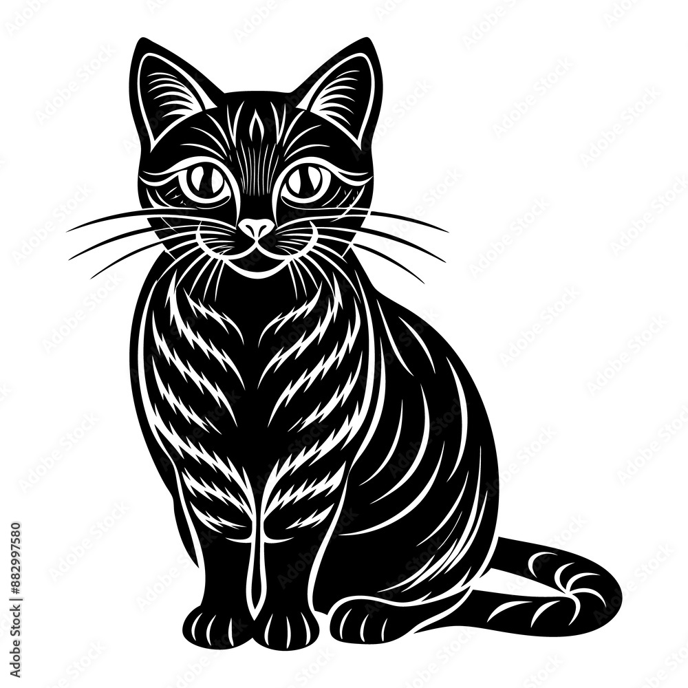 Obraz premium Black Cat vector art illustration