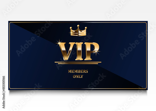 Premium gold card with crown and elements. Vector illustration.