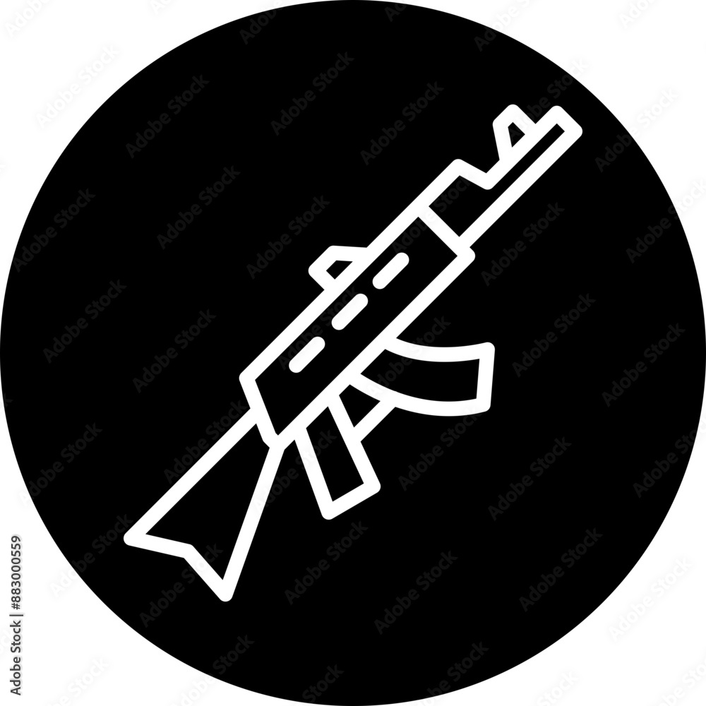 Gun Vector Line White Circle Black Gun Vector Line White Circle Black