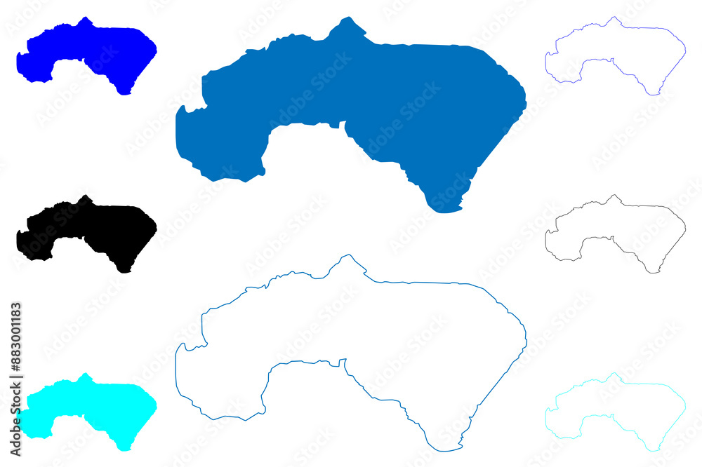 Naklejka premium Lake Burgas (Republic of Bulgaria) map vector illustration, scribble sketch Vaya or Burgasko ezero map