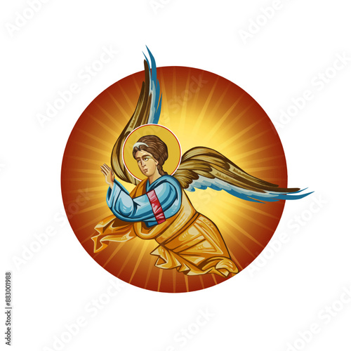 An Angel Christian illustration in Byzantine style 