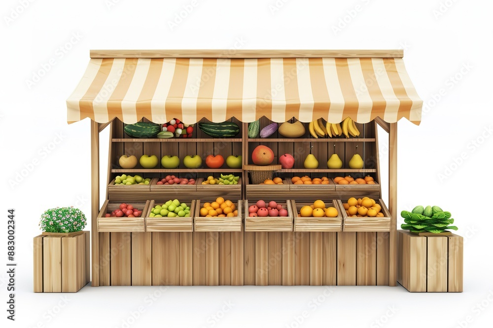 Naklejka premium Isolated fresh vegetable stall illustration