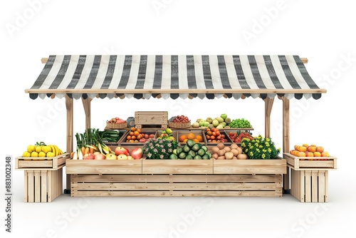 Isolated fresh vegetable stall illustration
