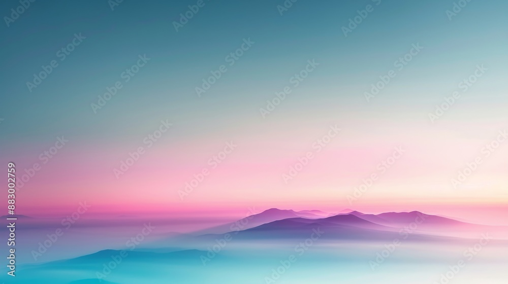 Serene mountain landscape covered in a magical pink mist under a tranquil sky, creating a peaceful and ethereal atmosphere. Serene mountain landscape covered in a magical pink mist under a tranquil sky, creating a peaceful and ethereal atmosphere.