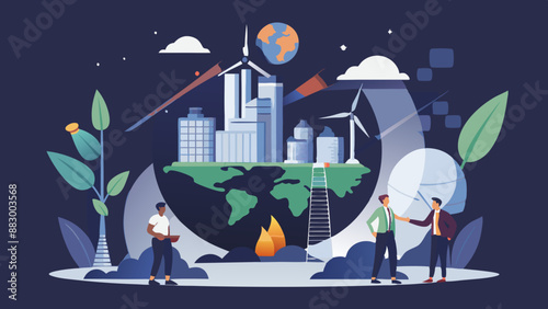 people in the city sustainable environmental friendly goal development green business strategy global net zero carbon neutral target emission reduction