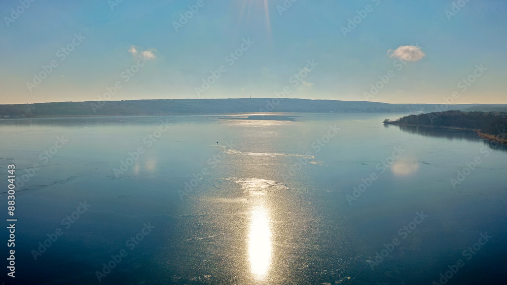 Fototapeta premium Luftbild - Winter Geltower see und die Havel