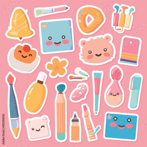 Cute kawaii stationery stickers collection for school supplies