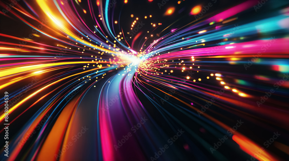 Vibrant traces of light on dark background. Dynamic abstract background for technology, digital, energy, velocity, transit concept, copy space Vibrant traces of light on dark background. Dynamic abstract background for technology, digital, energy, velocity, transit concept, copy space