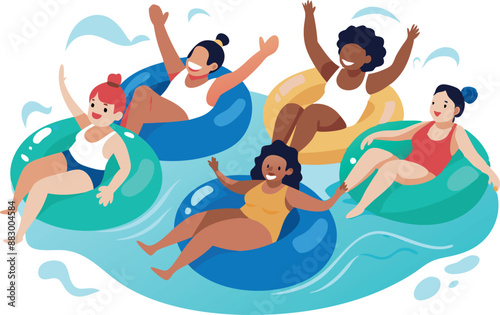 Group enjoying water rafting on a river