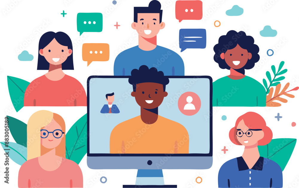 Virtual meeting with diverse team members