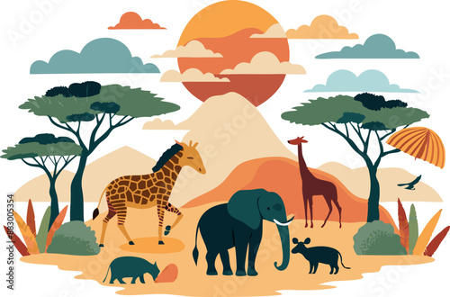 African safari with diverse wildlife