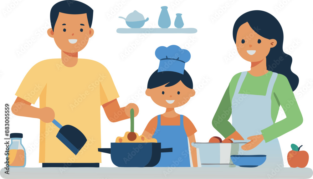 Family cooking together in the kitchen Family cooking together in the kitchen