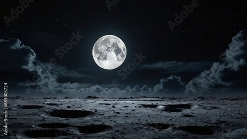Moonlit clouds drifting across the night sky