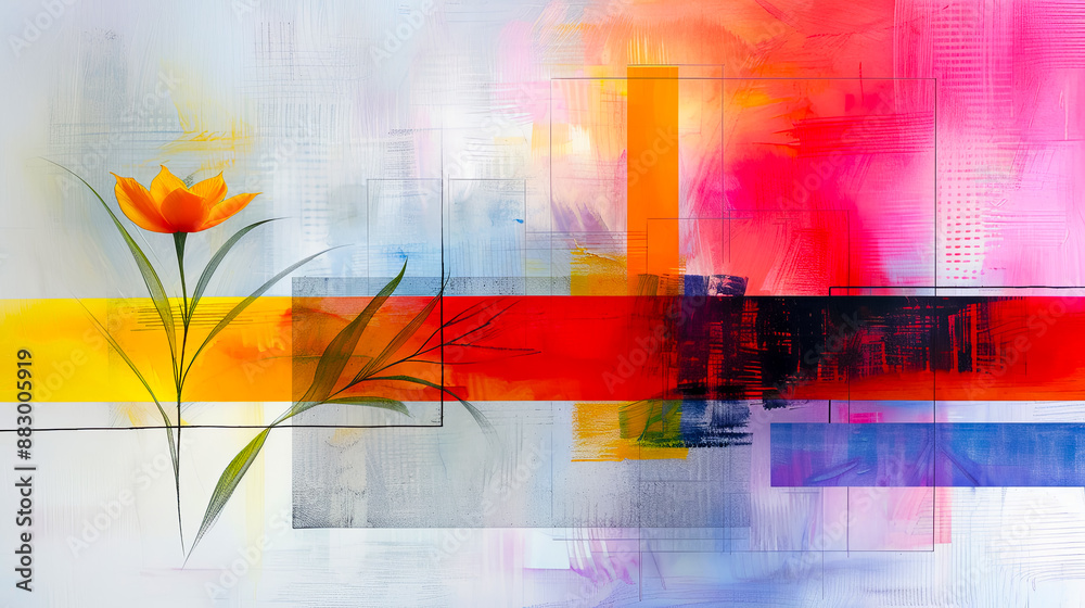 Abstract poster with blooming red lotus, space for concept and mental health Abstract poster with blooming red lotus, space for concept and mental health