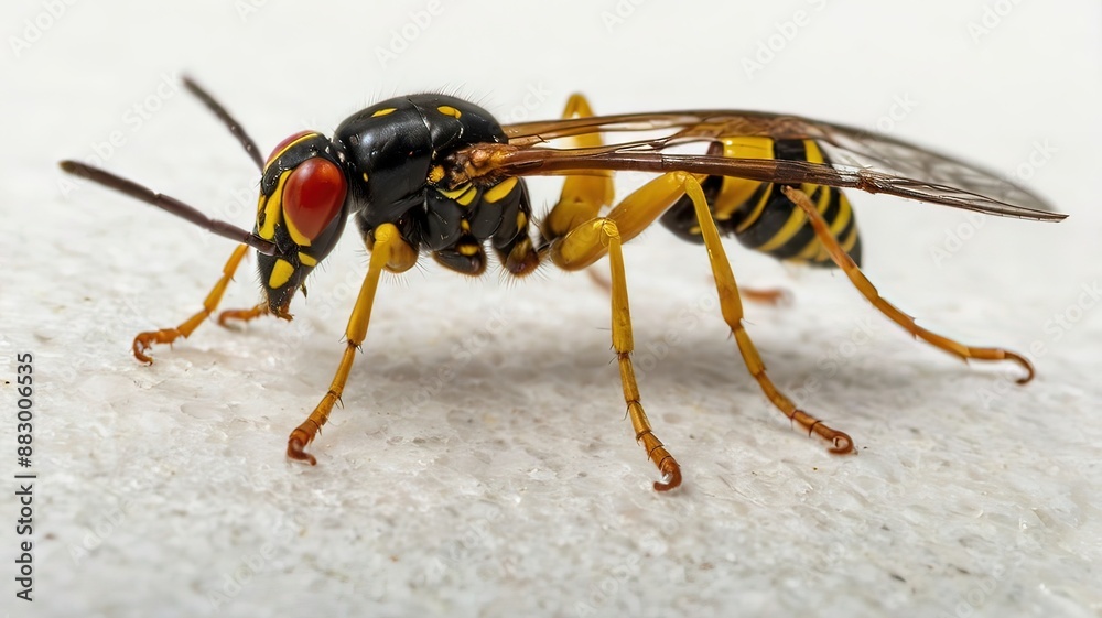 Wasp closeup Yellow pattern on the black body of the wasp
Wasp closeup Yellow pattern on the black body of the wasp