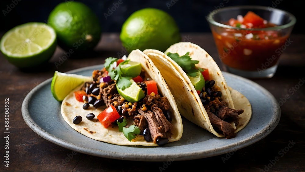 Beef and Black Bean Tacos with Salsa and Lime Beef and Black Bean Tacos with Salsa and Lime