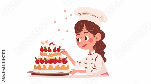 Tiny Confectioner or Baker Female Character in Chief Chef