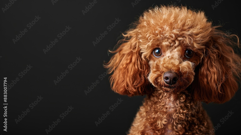 Red Toy Poodle Portrait on a Black Background Red Toy Poodle Portrait on a Black Background
