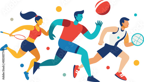 Athletes doing various sports activities