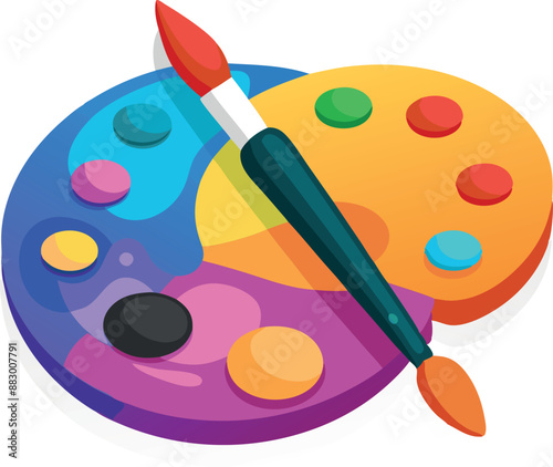 Artist's palette with multiple paint colors