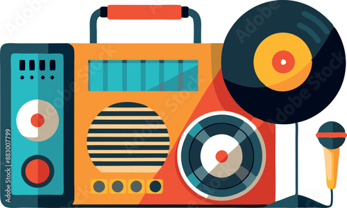 Retro music setup with record player and speakers