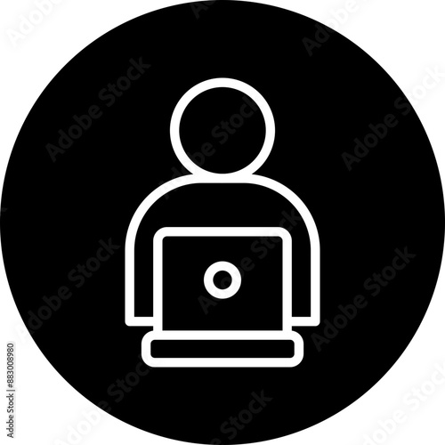 Office Worker Vector Line White Circle Black