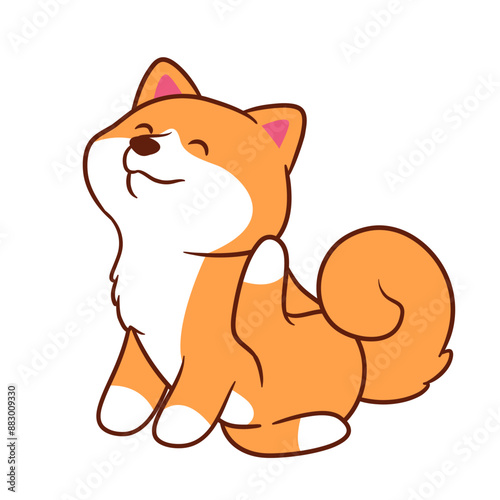 Adorable Shiba Inu Vector attractive scratching his back