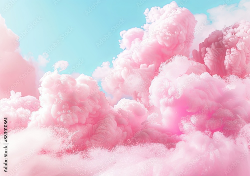 Dreamy Cotton Candy Sky with Pastel Pink and Purple Fluffy Clouds, Soft Lighting, and Blurred Edges for Copy Space in a Cute Fantasy Style Dreamy Cotton Candy Sky with Pastel Pink and Purple Fluffy Clouds, Soft Lighting, and Blurred Edges for Copy Space in a Cute Fantasy Style