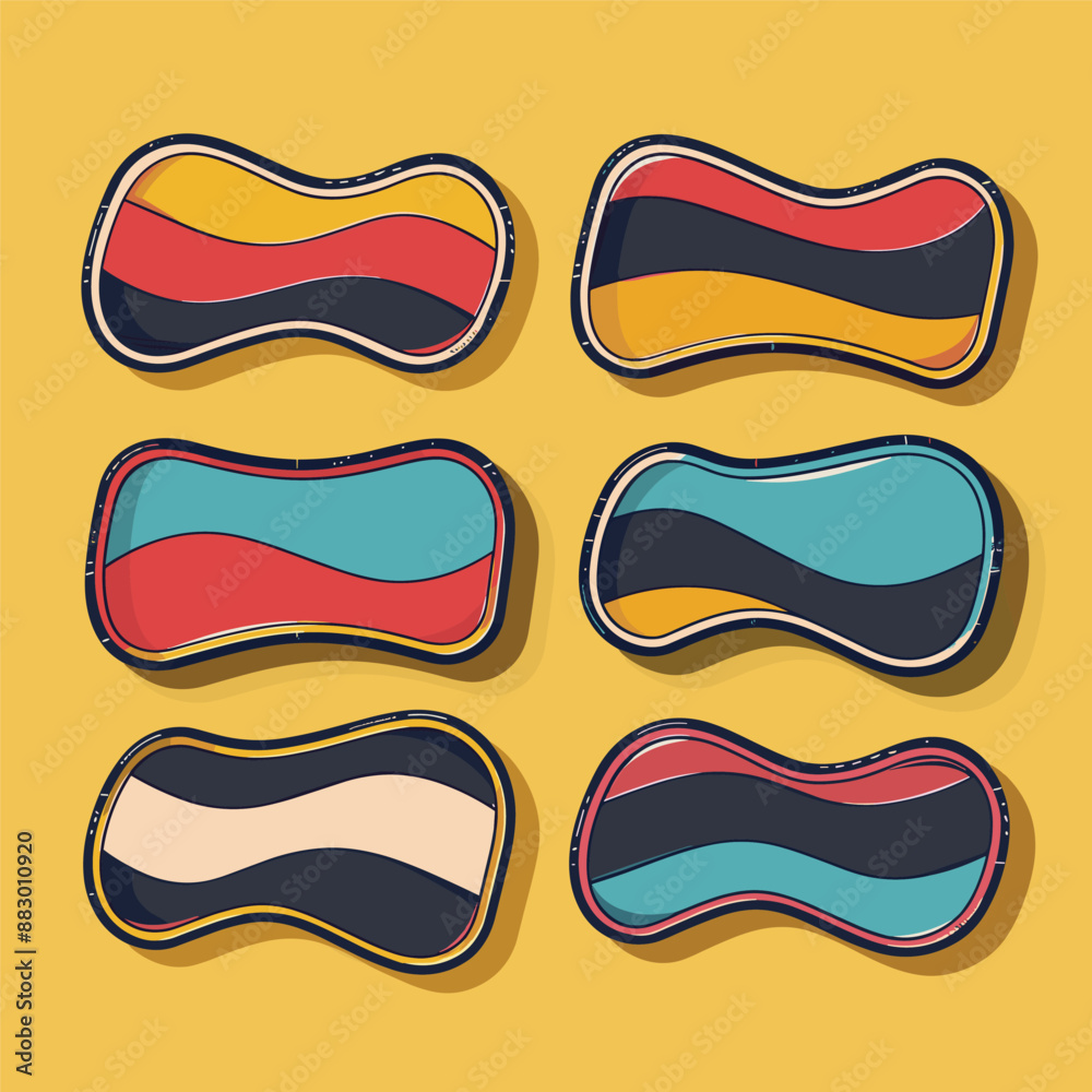 Abstract Geometric Shapes with Curved Lines and Vibrant Colors, Design Element Abstract Geometric Shapes with Curved Lines and Vibrant Colors, Design Element
