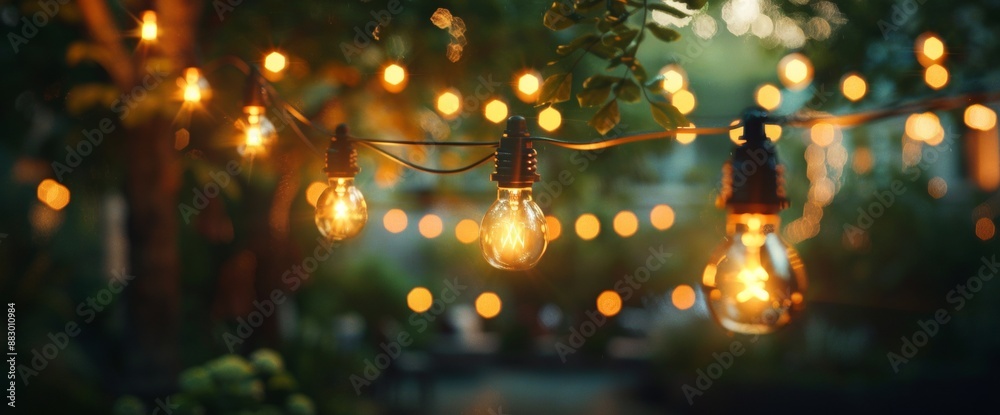 Cinematic photo of string lights hanging in an outdoor setting Cinematic photo of string lights hanging in an outdoor setting
