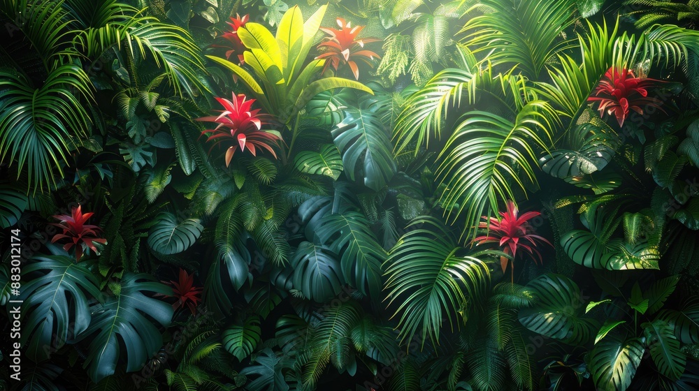 Lush and Vibrant Tropical Foliage: Detailed Textures Lush and Vibrant Tropical Foliage: Detailed Textures