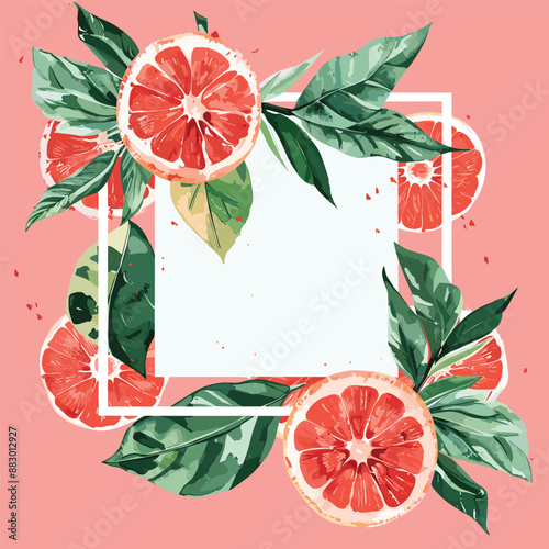 Pink Grapefruit Frame with White Square for Design