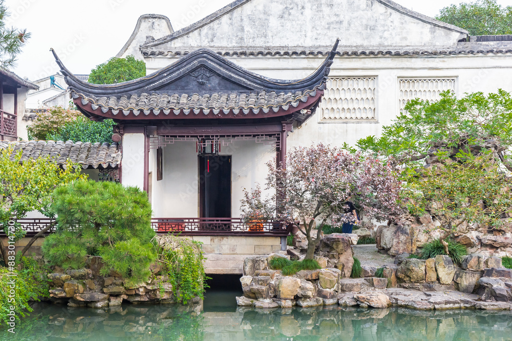 Historic pavillion in the master of nets garden of Suzhou, China