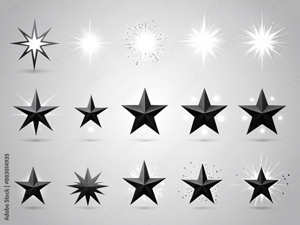 Vector collection of star logos and small icons on an isolated background Vector collection of star logos and small icons on an isolated background