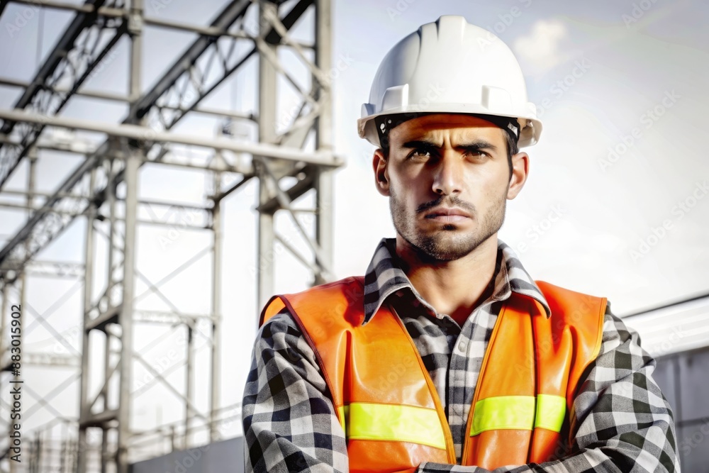 Determined Construction Worker on Building Site
Determined Construction Worker on Building Site