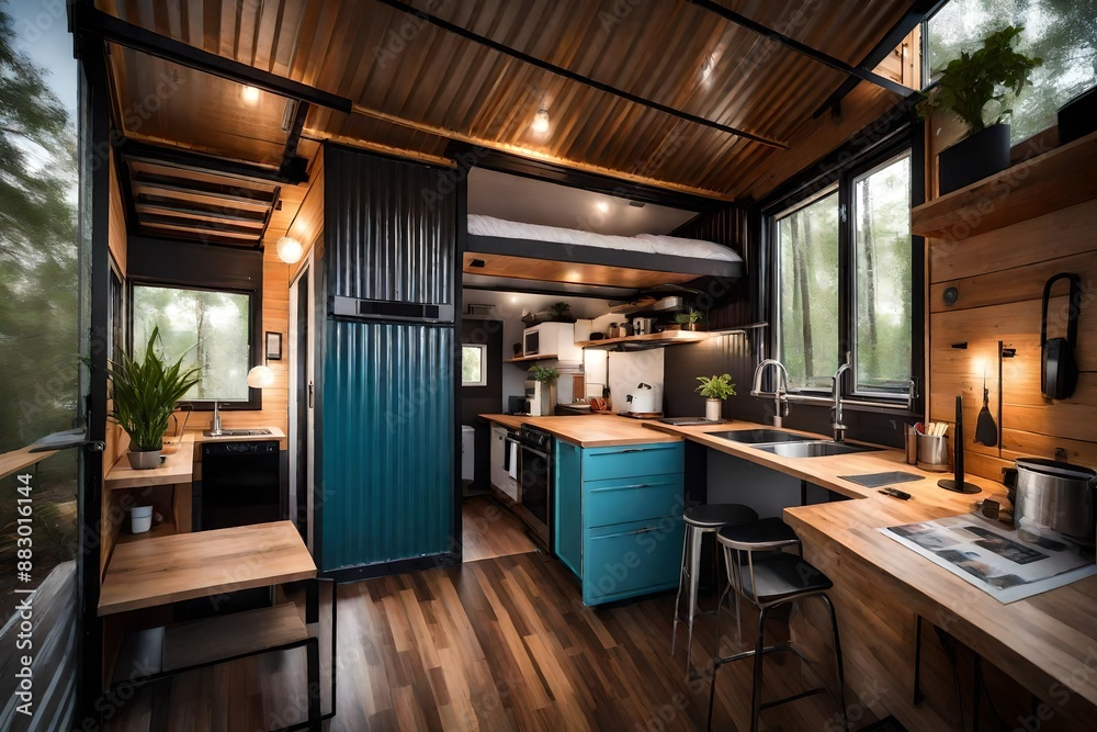 Modern tiny house made from old shipping containers. Modern tiny house made from old shipping containers.