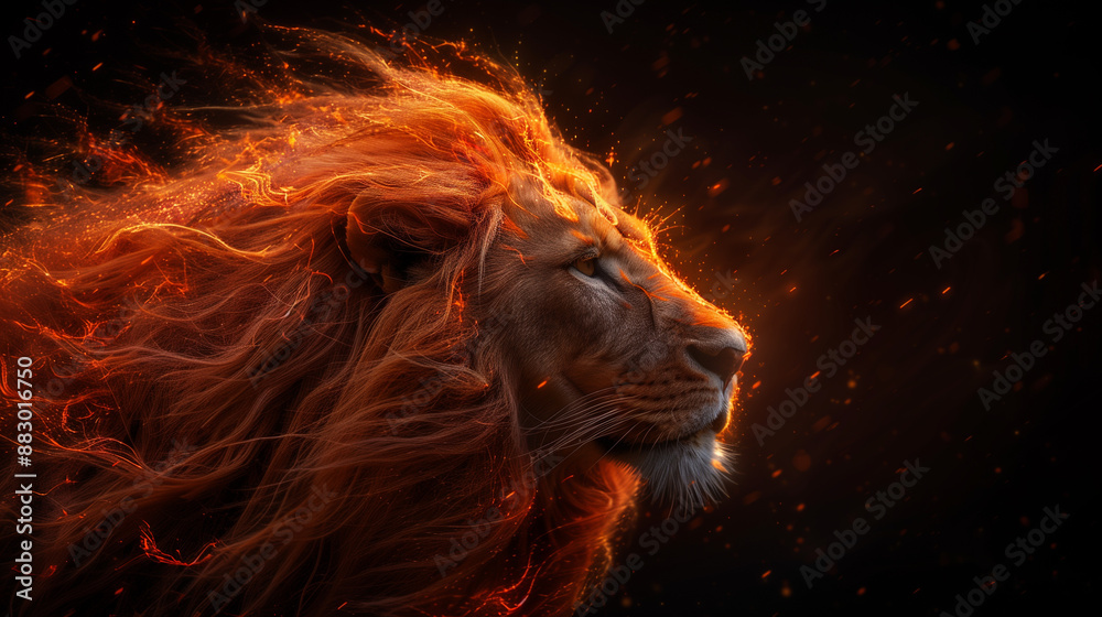 lion king of judah burning in fire on dark background, perfect as powerful wallpaper. lion king of judah burning in fire on dark background, perfect as powerful wallpaper.