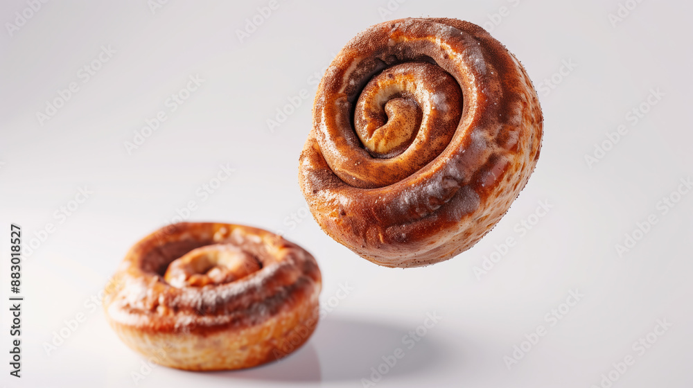 Fototapeta premium Aromatic Apple Cinnamon Bread Loaf Floating, Bakery Artwork, on White Background
