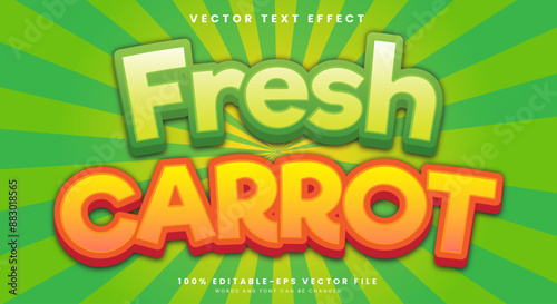 Fresh Carrot editable text effect Template with comic cartoon games style