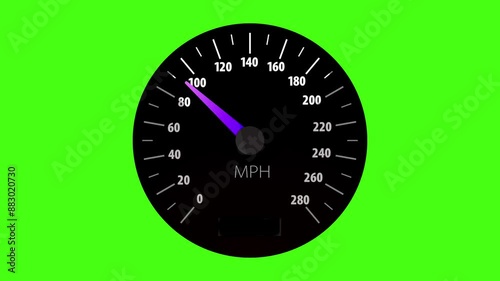 Car Speedometer Dashboard Green Screen 4K Car speed 0 to 280 MPH