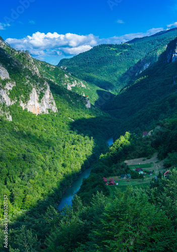 Beautiful mountain landscape of the Tara River valley. Montenegro.