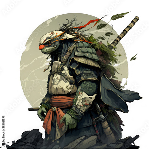 A ninja turtle in okami style