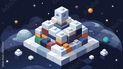 White background, white space in the center of picture. A pile of colorful blocks scattered all over the place. The bricks of different shapes and sizes to show diversity.
