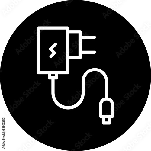 Adapter Vector Line White Circle Black