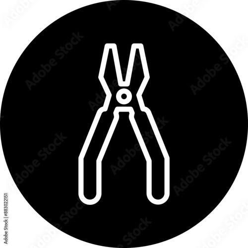 Pliers Vector Line White Circle Black