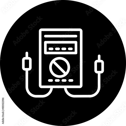 Voltmeter Vector Line White Circle Black